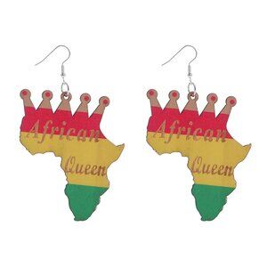 African Map African Queen Rasta Earrings